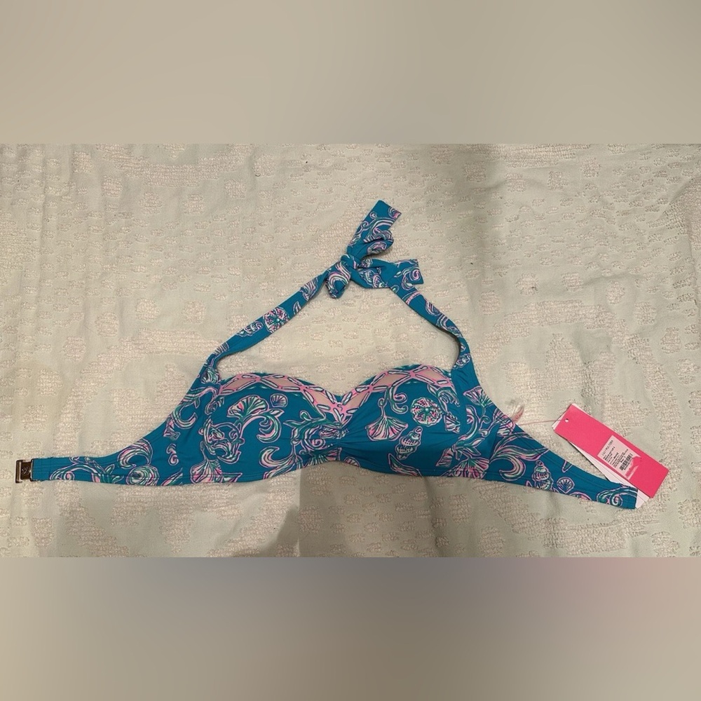 Lilly Pulitzer Blue and Pink Bikini Top NWT